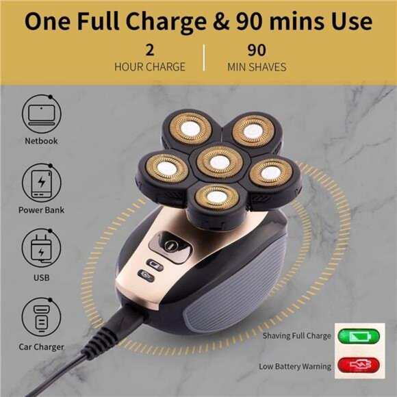 Head Shavers for Men Upgraded 5 in 1 Multifunctional Bald Head Shaver Grooming - Picture 7 of 8